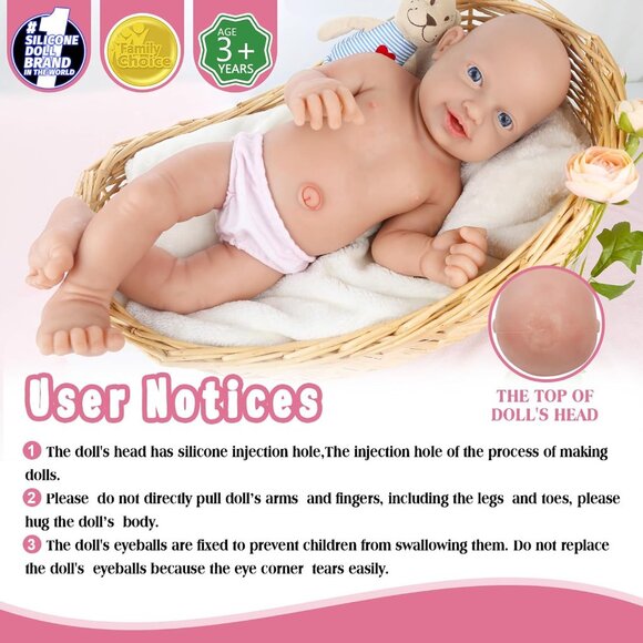 🆕23 inch Full Body Platinum Silicone Bald Baby Dolls Open Eyes Closed Mouth Boy - Picture 2 of 6